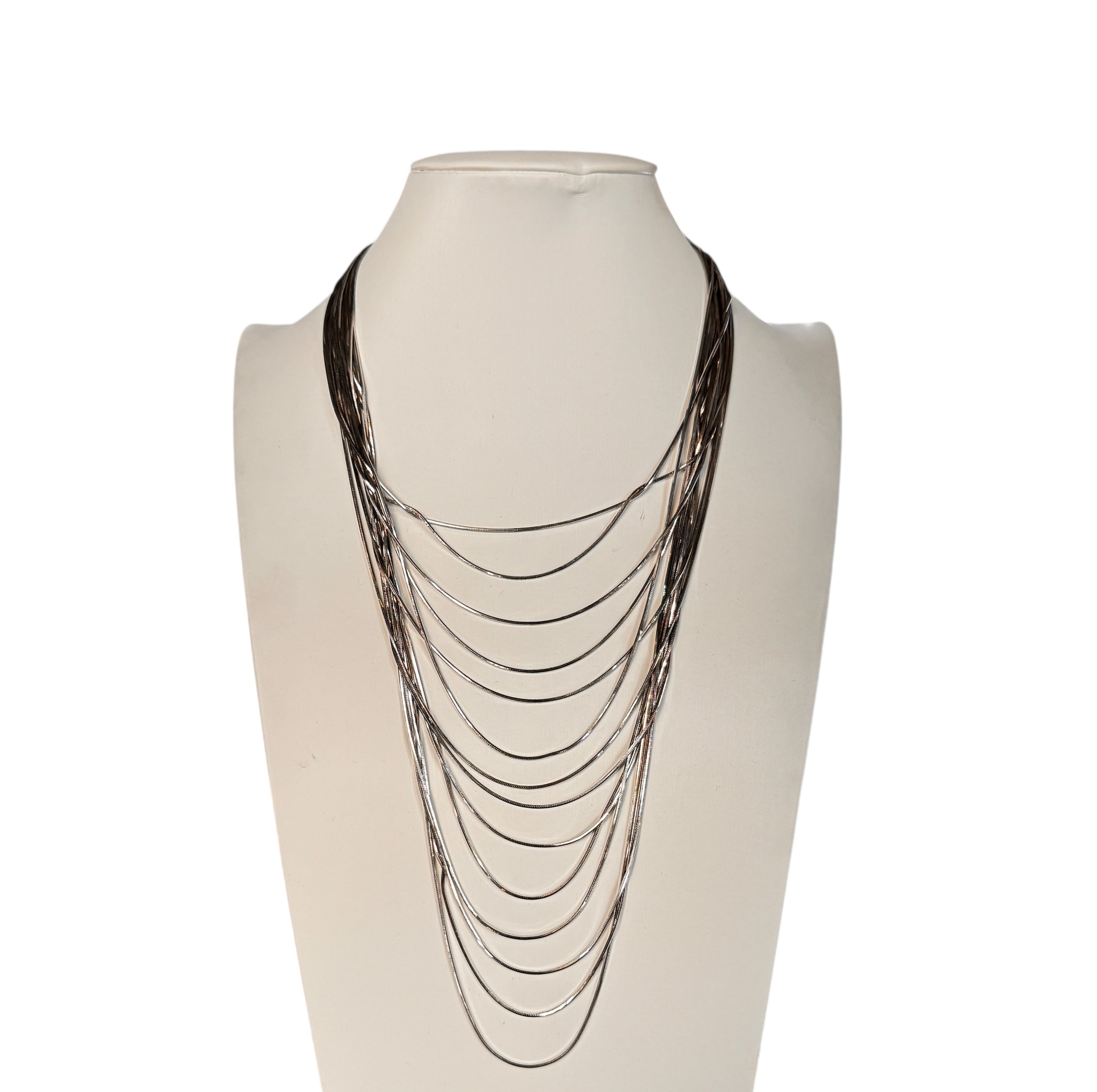 Collana Pianegonda in argento, da donna, con 14 fili maglia snake - CA010743