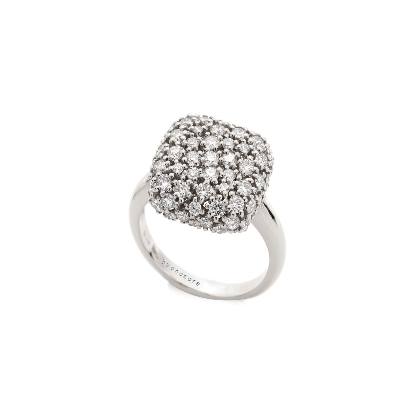 18 KT WHITE GOLD RING
 "CUSHION" AND WHITE DIAMONDS - 130A01DW