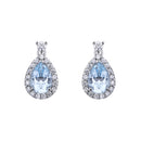 18kt white gold earrings with teardrop aquamarine and diamond ring, 1.13ct aquamarine - OCL032DIAQ