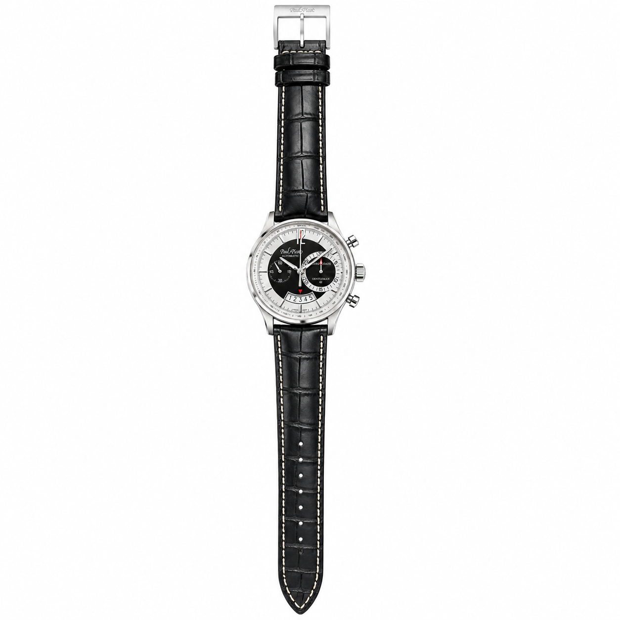 Orologio Paul Picot Gentleman 42 Chronodate — Cronografo automatico — Fondello a vista — NOS con corredo originale, 42mm - 2134QS