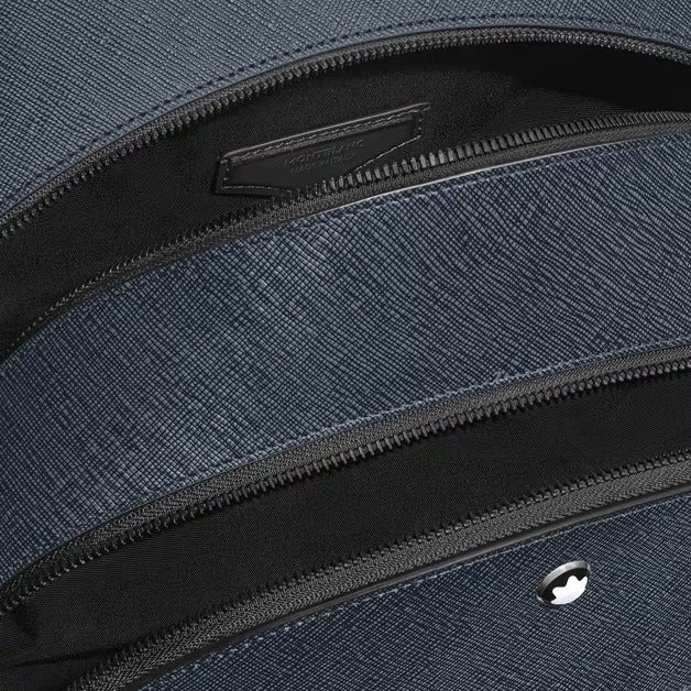 Zaino Montblanc Modello Medio con 3 Compartimenti in Pelle Sartorial, colore Tweed Blu - 220335