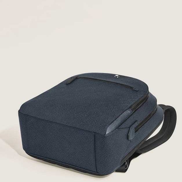 Zaino Montblanc Modello Medio con 3 Compartimenti in Pelle Sartorial, colore Tweed Blu - 220335