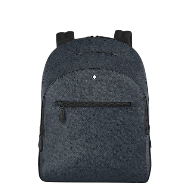 Zaino Montblanc Modello Medio con 3 Compartimenti in Pelle Sartorial, colore Tweed Blu - 220335