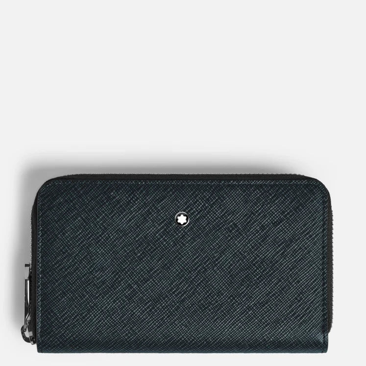 Montblanc Portafoglio 12 scomparti con cerniera medio Sartorial, colore tweed blu - 220362