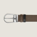 CINTURA MONTBLANC reversibile in pelle con fibbia a ferro di cavallo Noisette/Nero da 35 mm - 220983