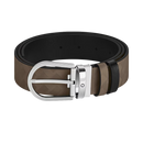 CINTURA MONTBLANC reversibile in pelle con fibbia a ferro di cavallo Noisette/Nero da 35 mm - 220983