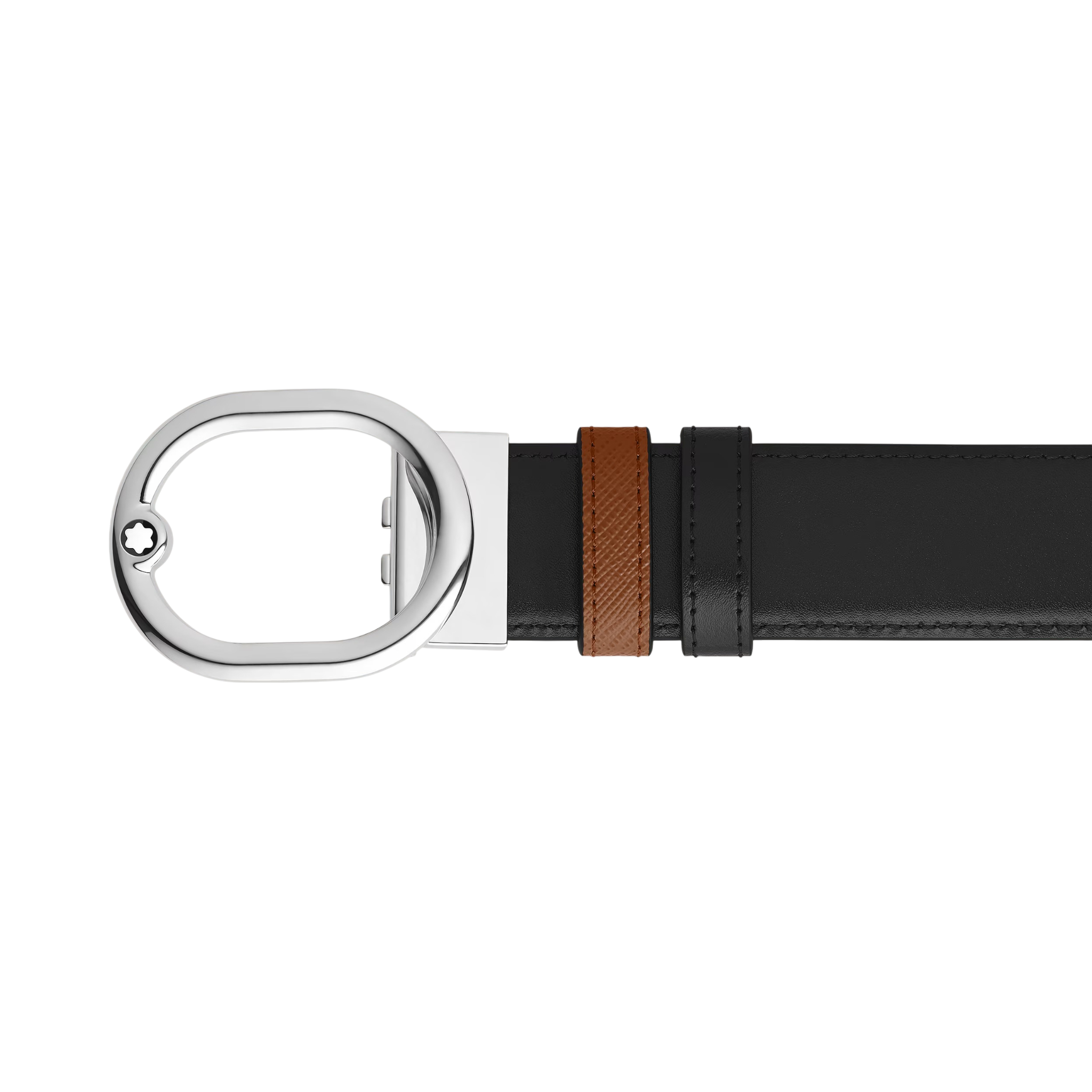 CINTURA MONTBLANC reversibile L’Ovale 35 mm in pelle fulvo/nera con fibbia - 221024