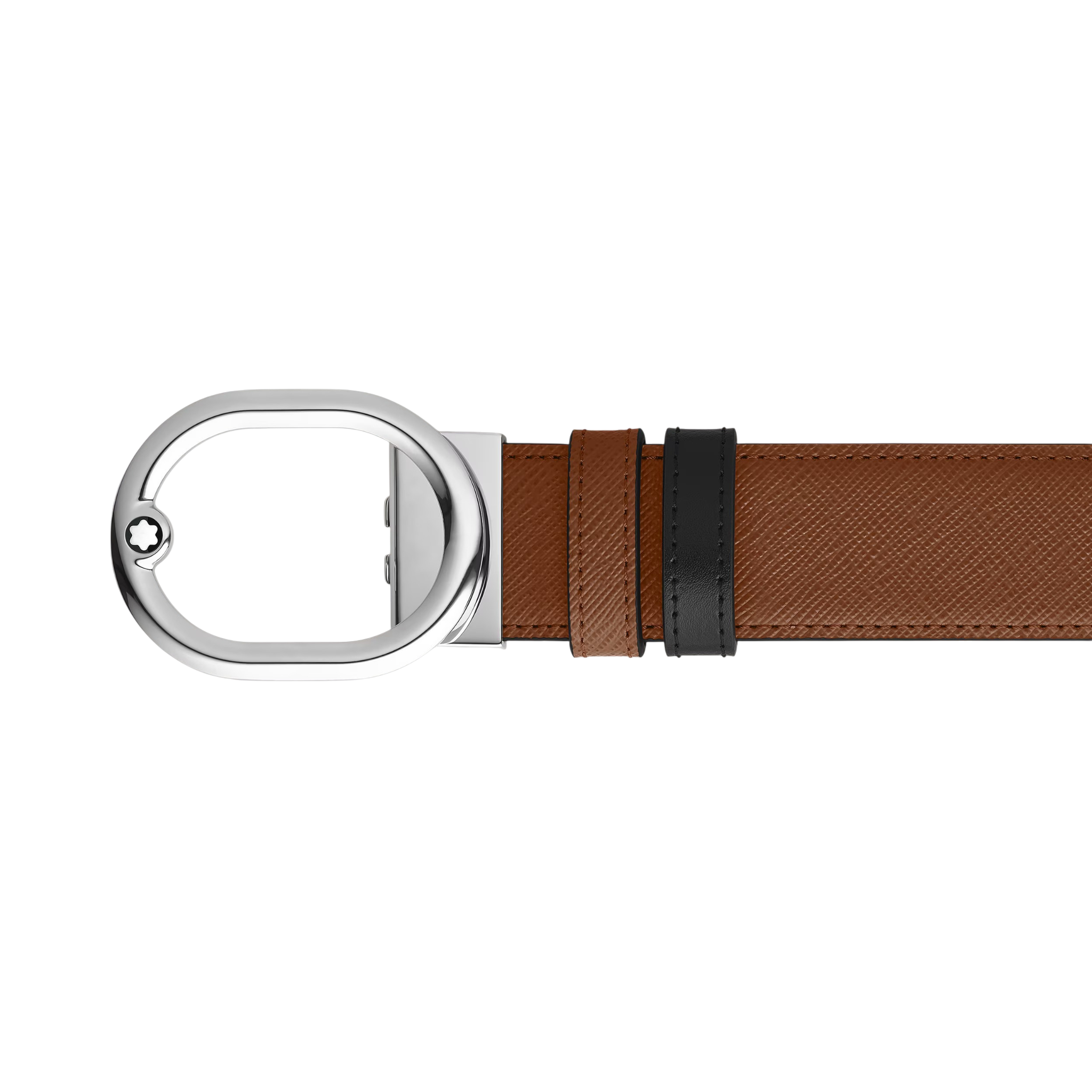 CINTURA MONTBLANC reversibile L’Ovale 35 mm in pelle fulvo/nera con fibbia - 221024