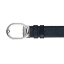 CINTURA MONTBLANC reversibile L’Ovale 35 mm in pelle blu tweed/nera con fibbia - 221025