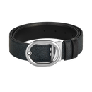 CINTURA MONTBLANC reversibile L’Ovale 35 mm in pelle blu tweed/nera con fibbia - 221025