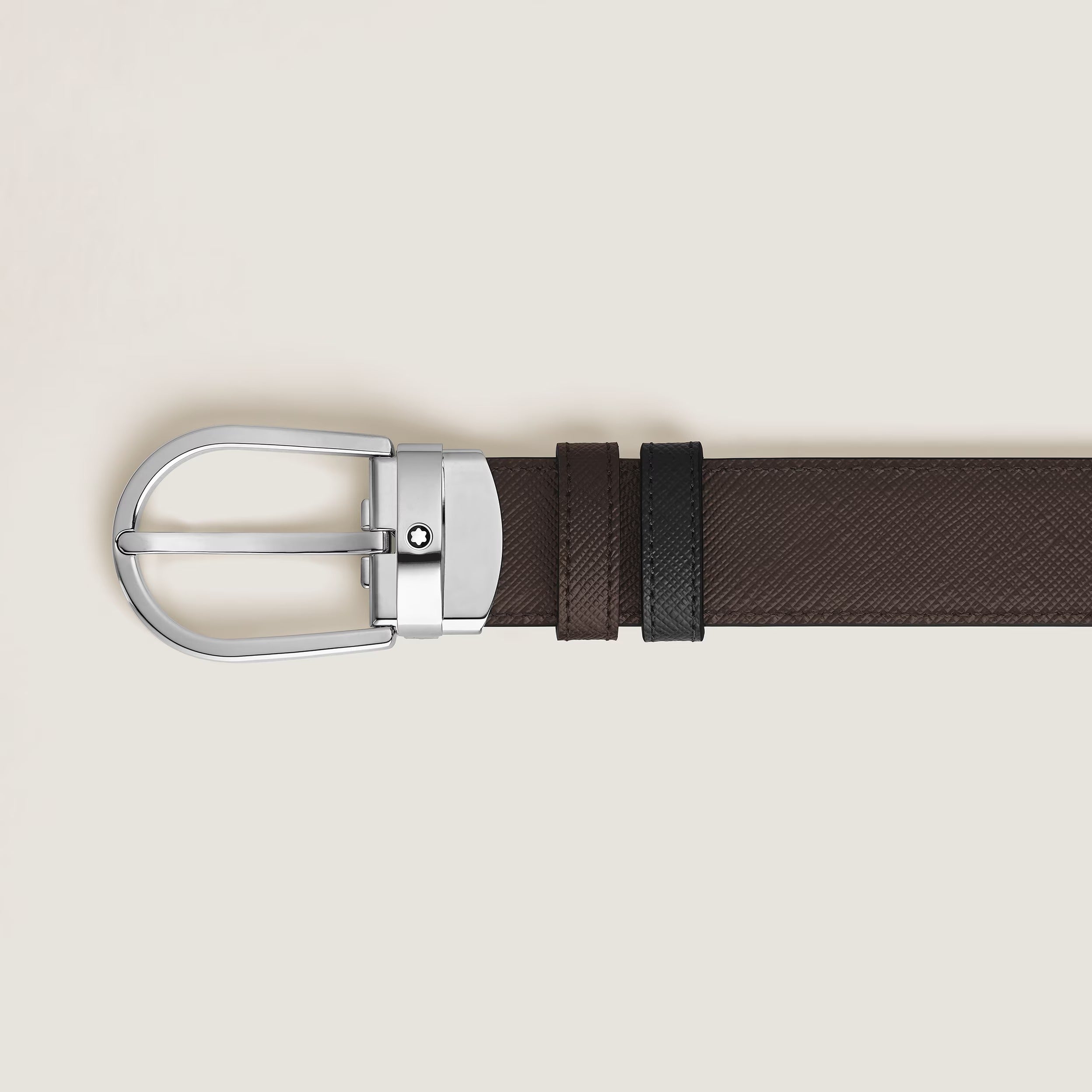 Cintura Montblanc Reversibile A Ferro di Cavallo in Pelle Sartorial, colore nero/ebano - 222139