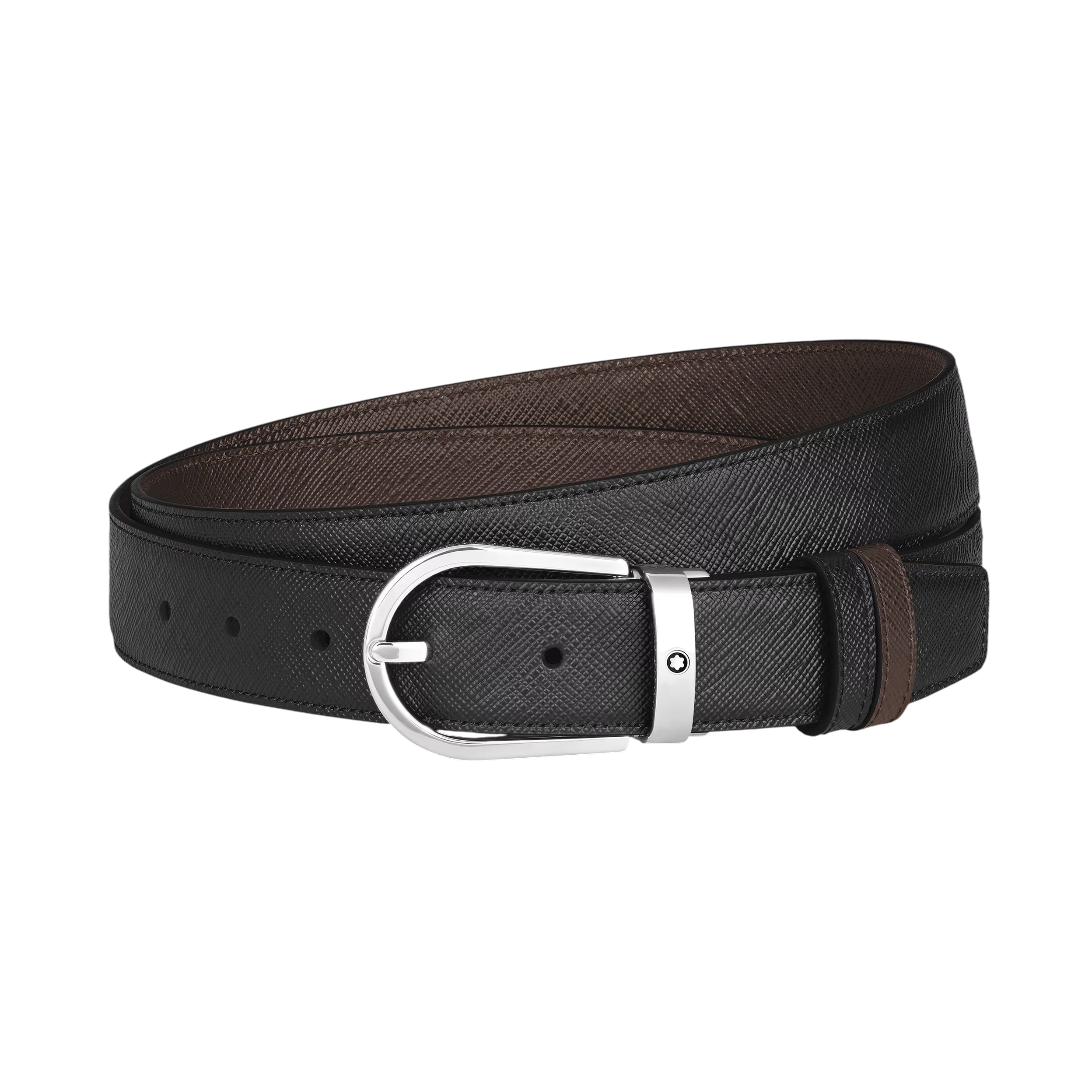 Cintura Montblanc Reversibile A Ferro di Cavallo in Pelle Sartorial, colore nero/ebano - 222139