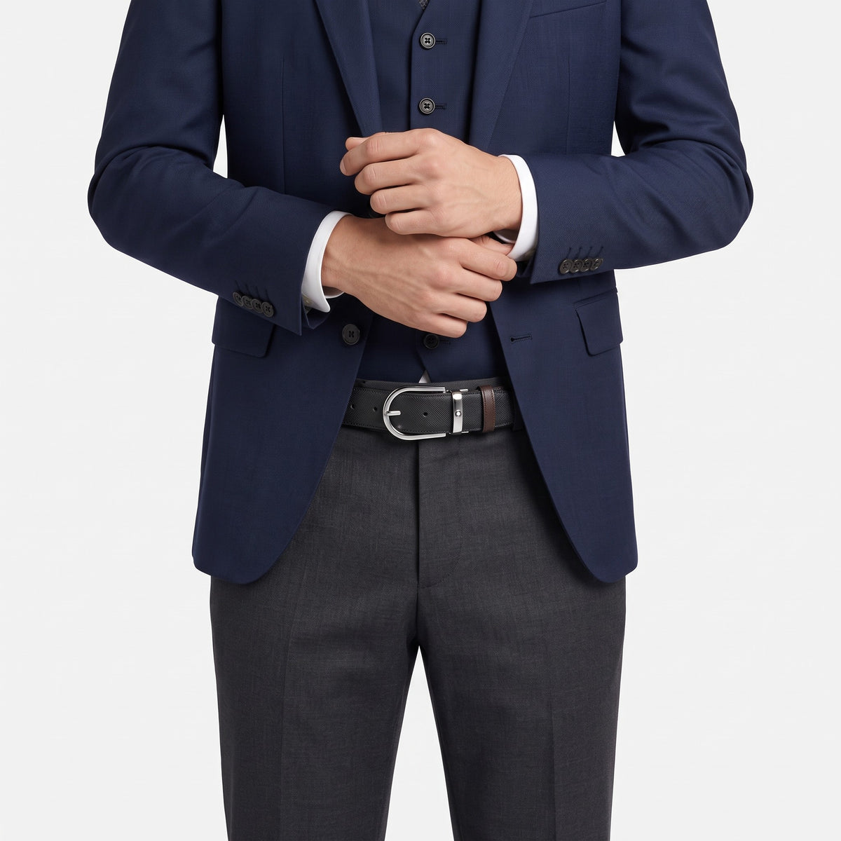 CINTURA MONTBLANC Reversibile 35 mm A Ferro di Cavallo in Pelle Sartorial - 222145