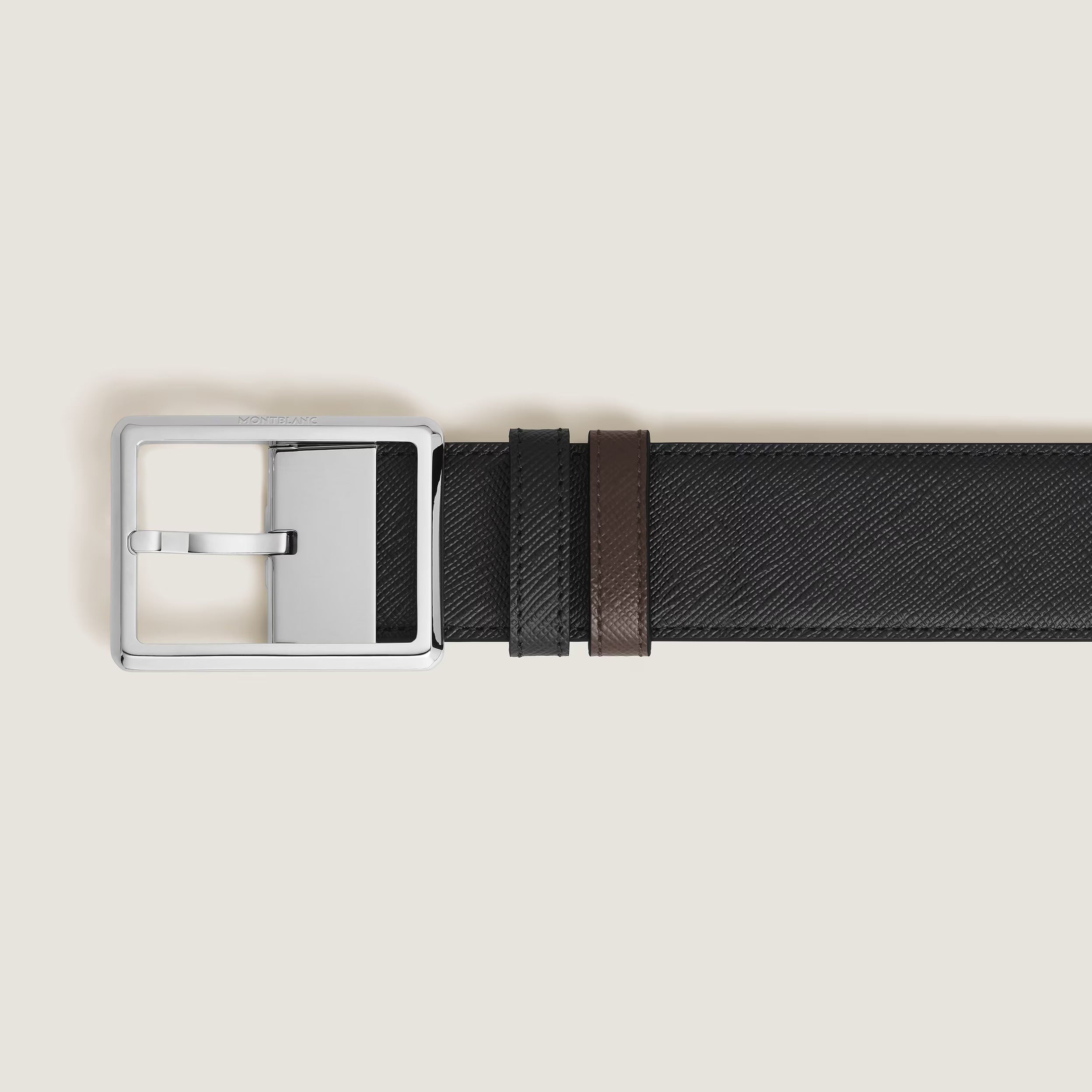 Cintura Montblanc Reversibile 35 mm Rettangolare in Pelle Sartorial, colore nero/marrone - 222195