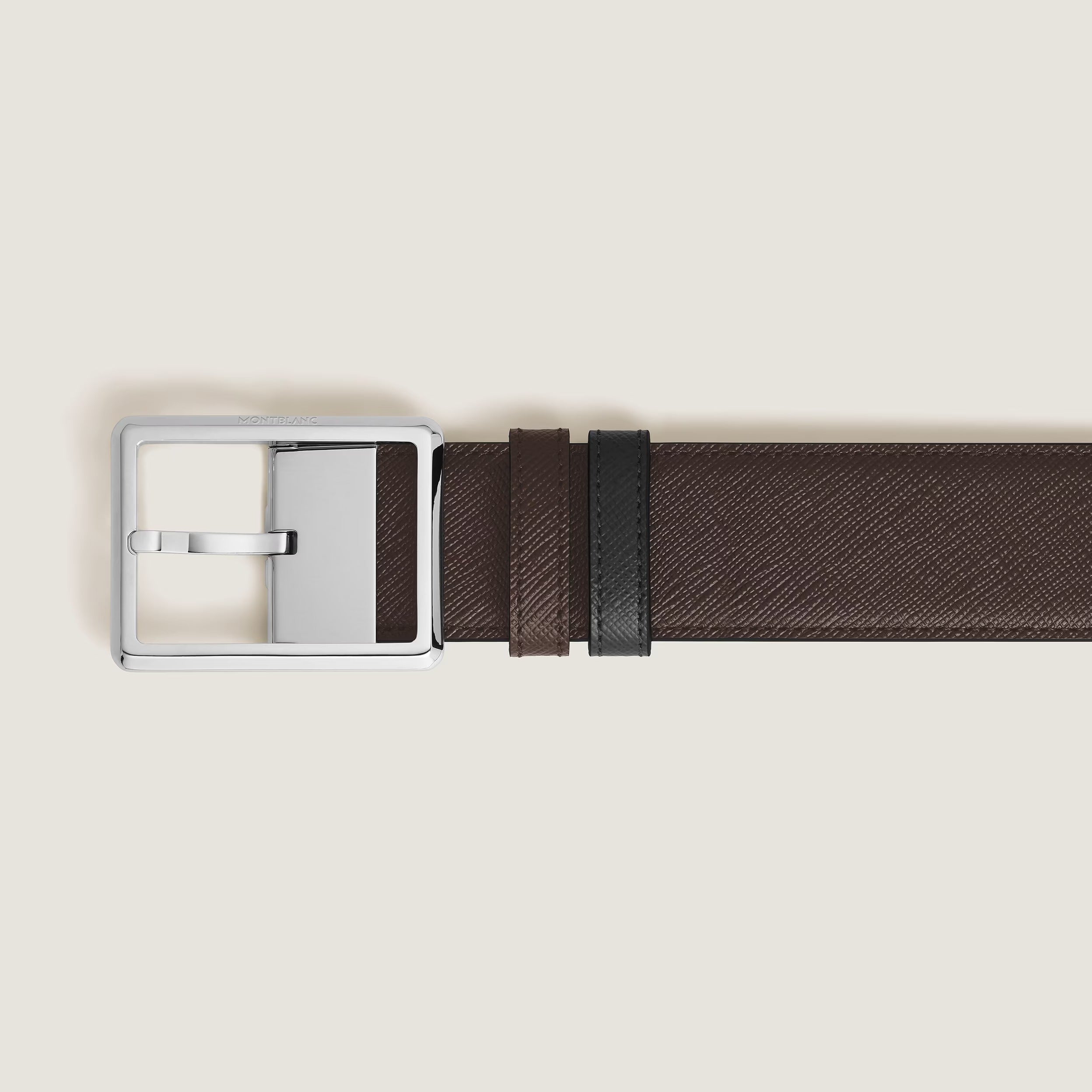 Cintura Montblanc Reversibile 35 mm Rettangolare in Pelle Sartorial, colore nero/marrone - 222195