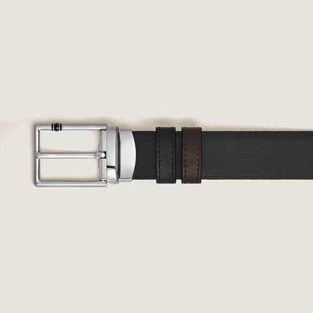 Cintura Montblanc Reversibile 30 mm in Pelle con Fibbia Rettangolare, colore  nero classico ed ebano opulento - 222373