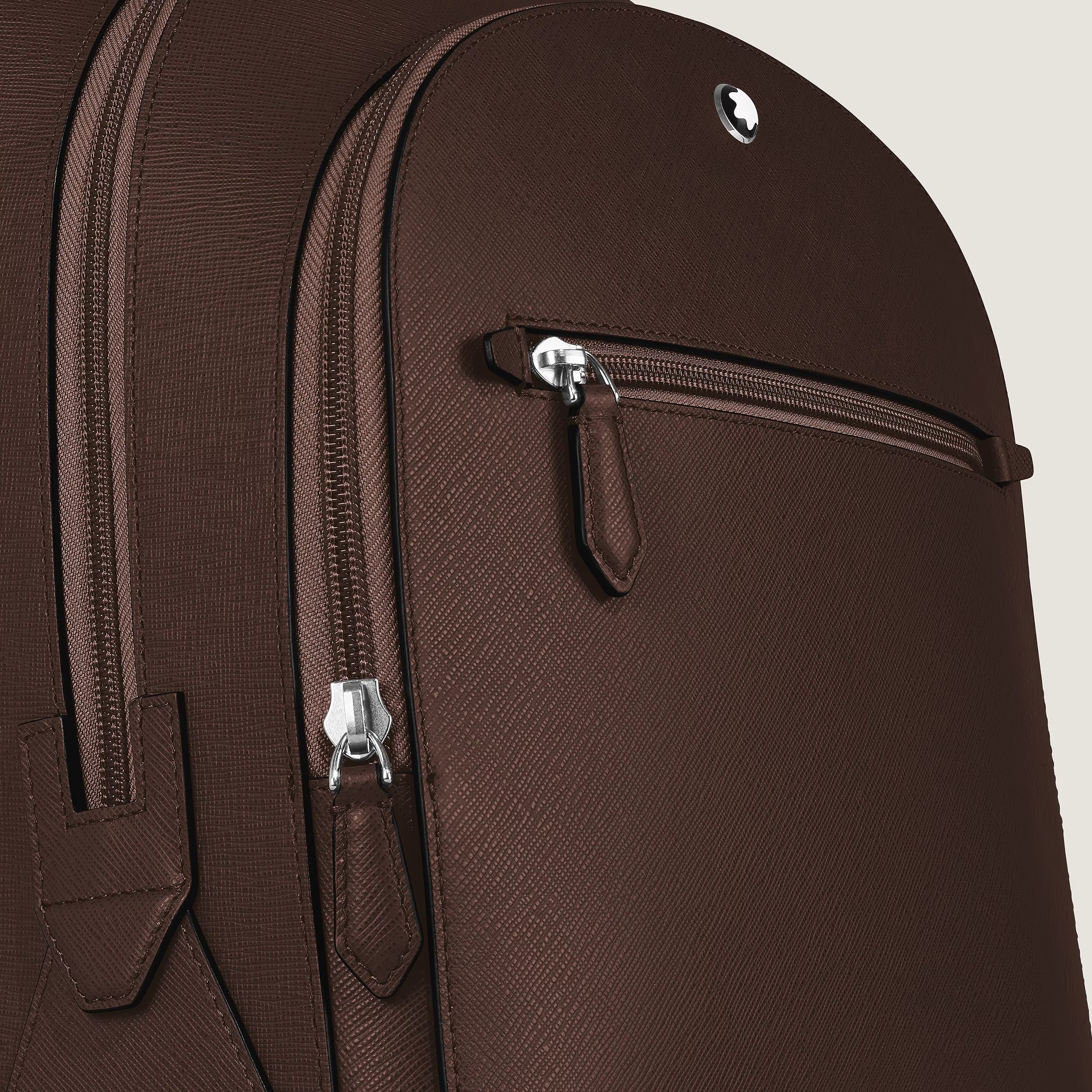 Zaino Montblanc Modello Medio con 3 Compartimenti in Pelle Sartorial, colore Ebony - 222929
