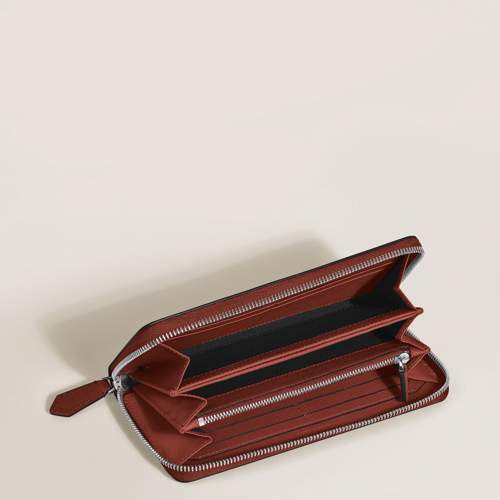 Portafoglio Montblanc 12 Tasche con Cerniera in Pelle Sartorial, colore quercia rossa - 223119