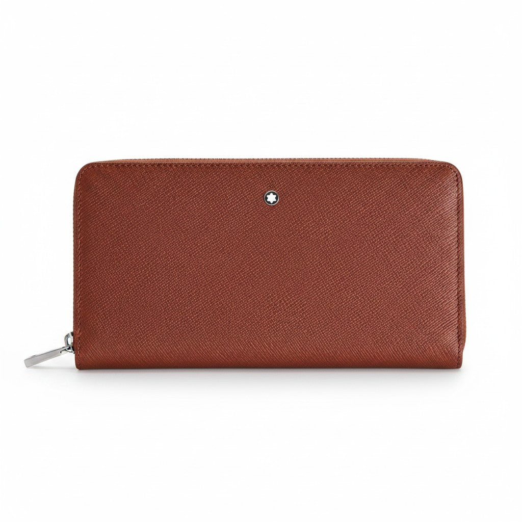Portafoglio Montblanc 12 Tasche con Cerniera in Pelle Sartorial, colore quercia rossa - 223119