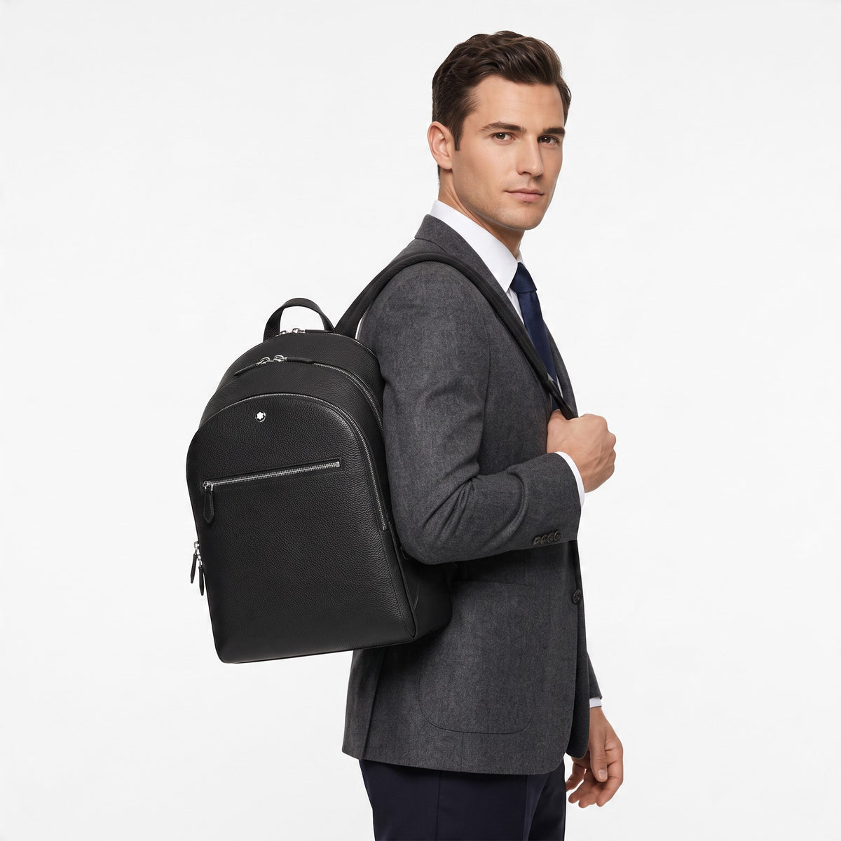 Zaino medio Montblanc Grain Black con 3 scomparti - 223287