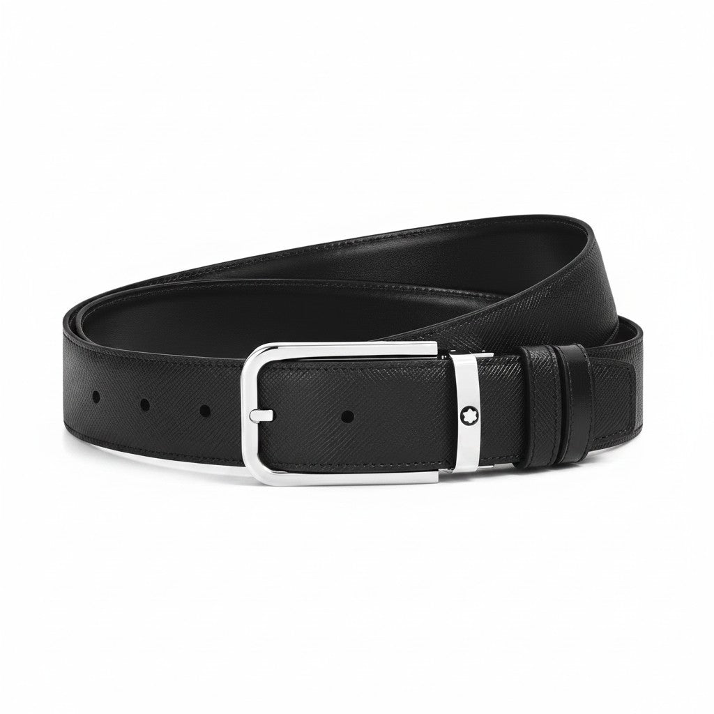 Cintura Montblanc Reversibile 35 mm in Pelle Sartorial con Fibbia Rettangolare - 223411