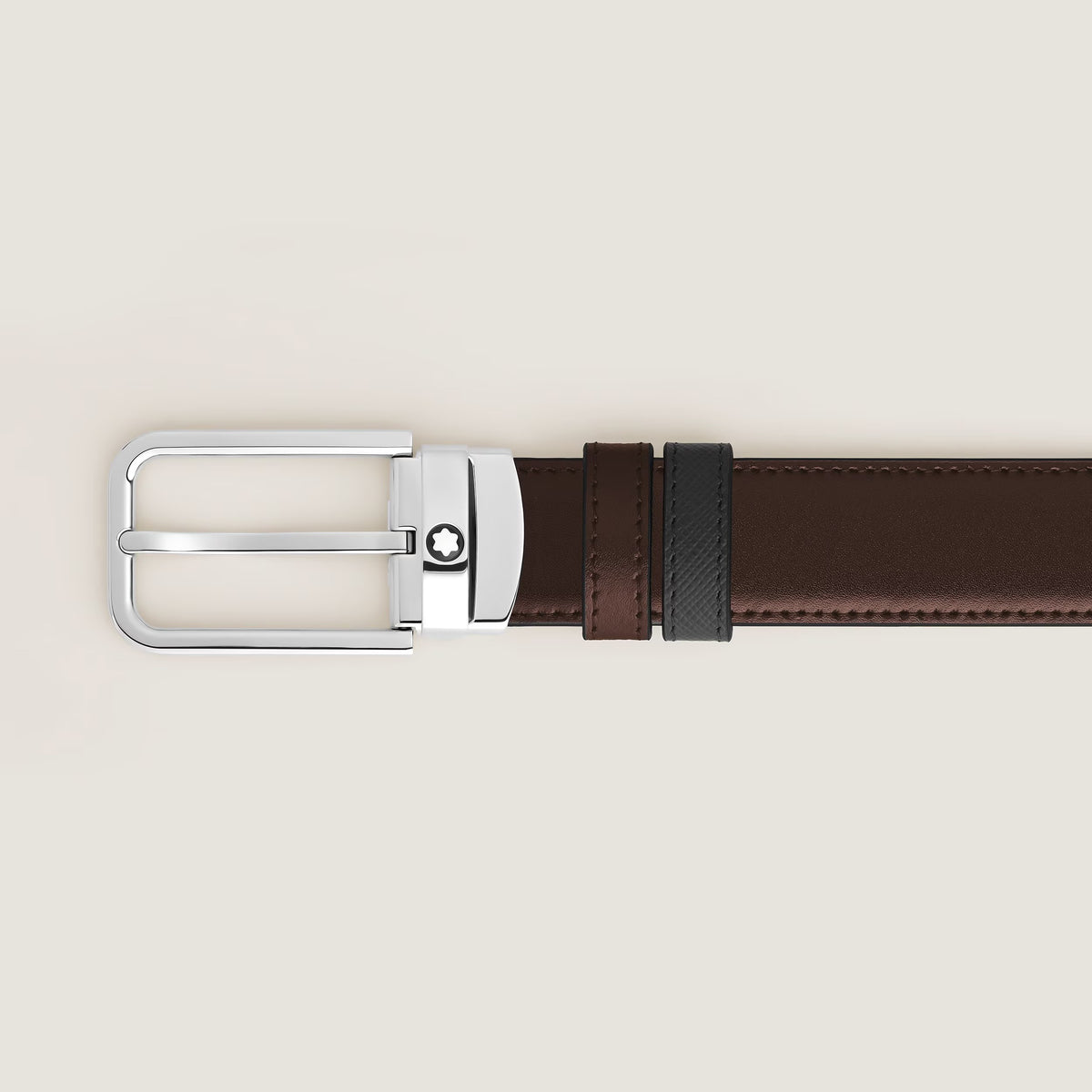 Cintura Montblanc Reversibile 30 mm in Pelle Sartorial con Fibbia Rettangolare, colore Nero/Ebano - 223413