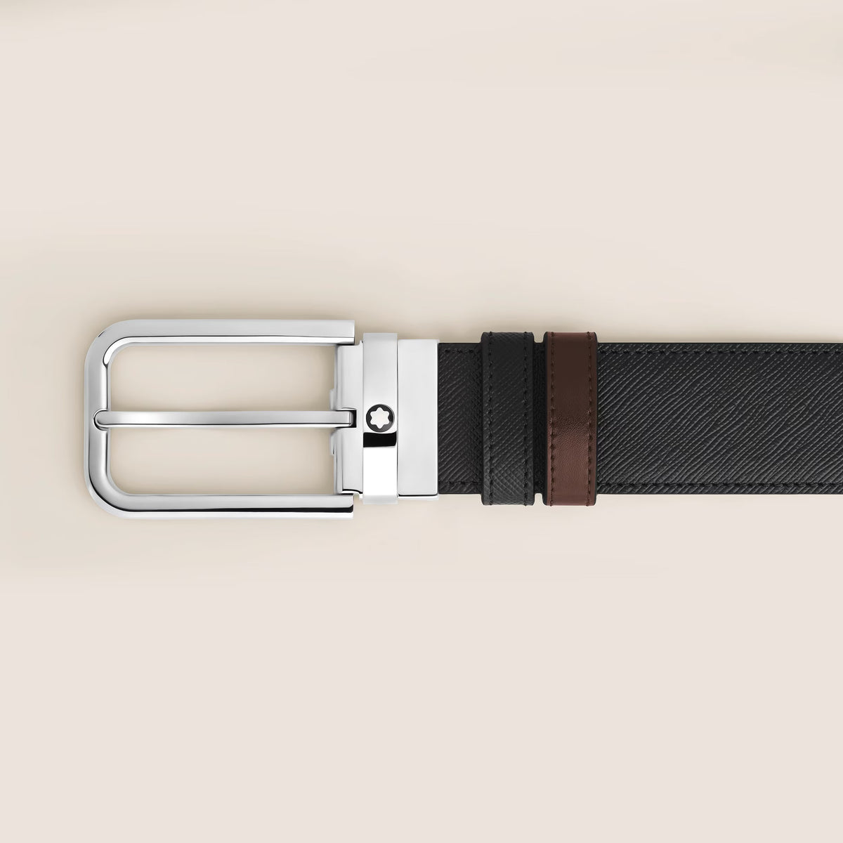 Cintura Montblanc Reversibile 35 mm in Pelle Sartorial con Fibbia Rettangolare, colore Nero/Ebano - 223415