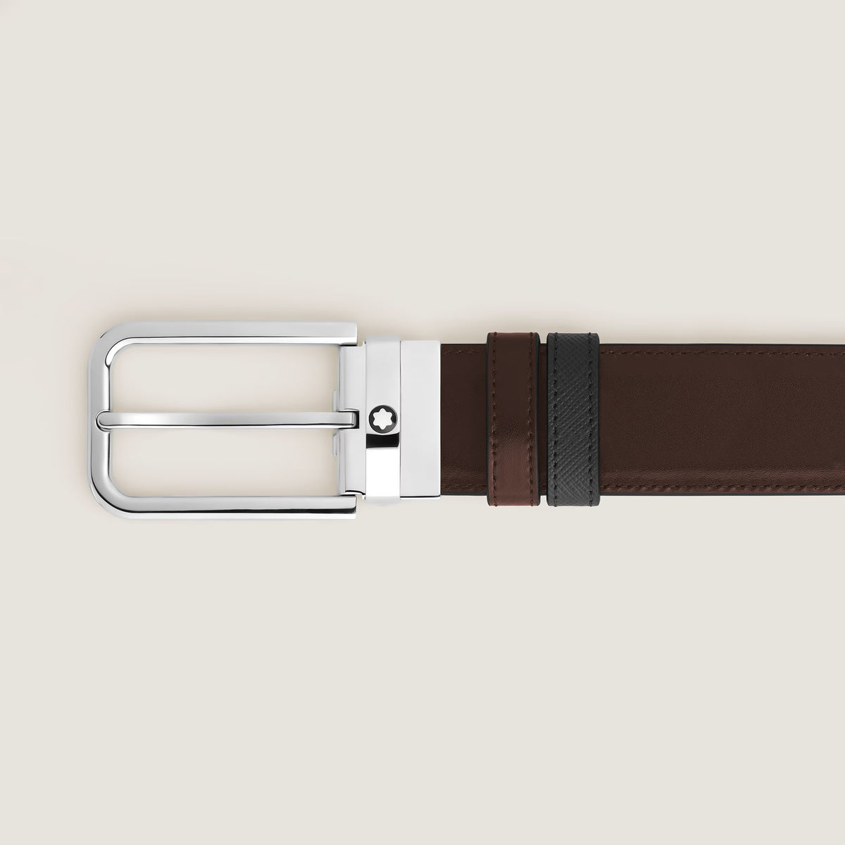 Cintura Montblanc Reversibile 35 mm in Pelle Sartorial con Fibbia Rettangolare, colore Nero/Ebano - 223415