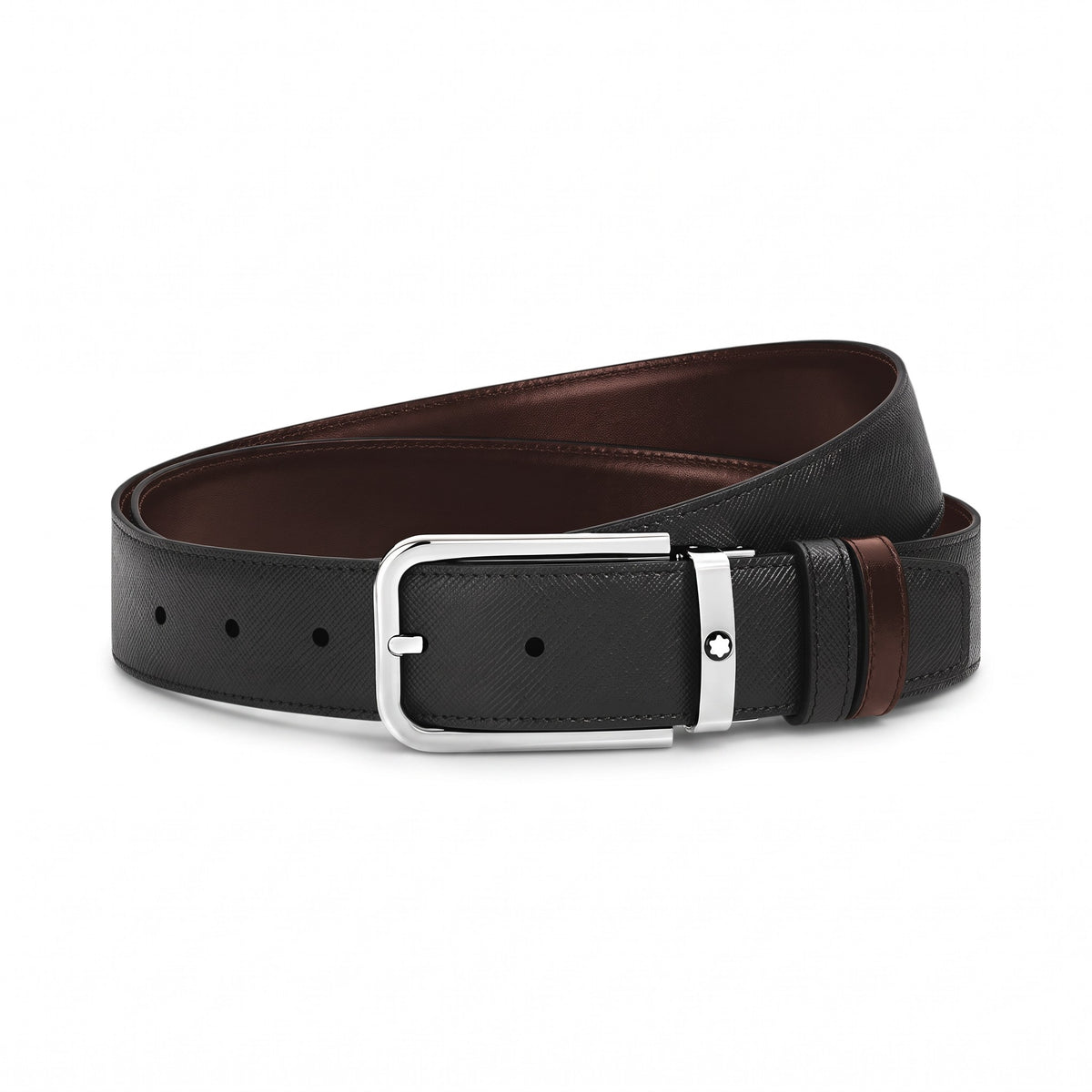 Cintura Montblanc Reversibile 35 mm in Pelle Sartorial con Fibbia Rettangolare, colore Nero/Ebano - 223415