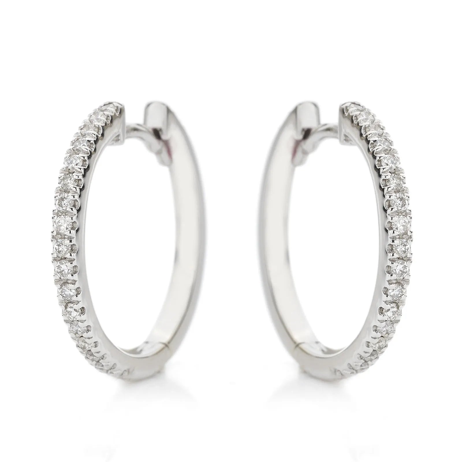Orecchini Buonocore in oro bianco 18kt a cerchio (17mm) & diamanti bianchi, 0.21ct - 228O01DW