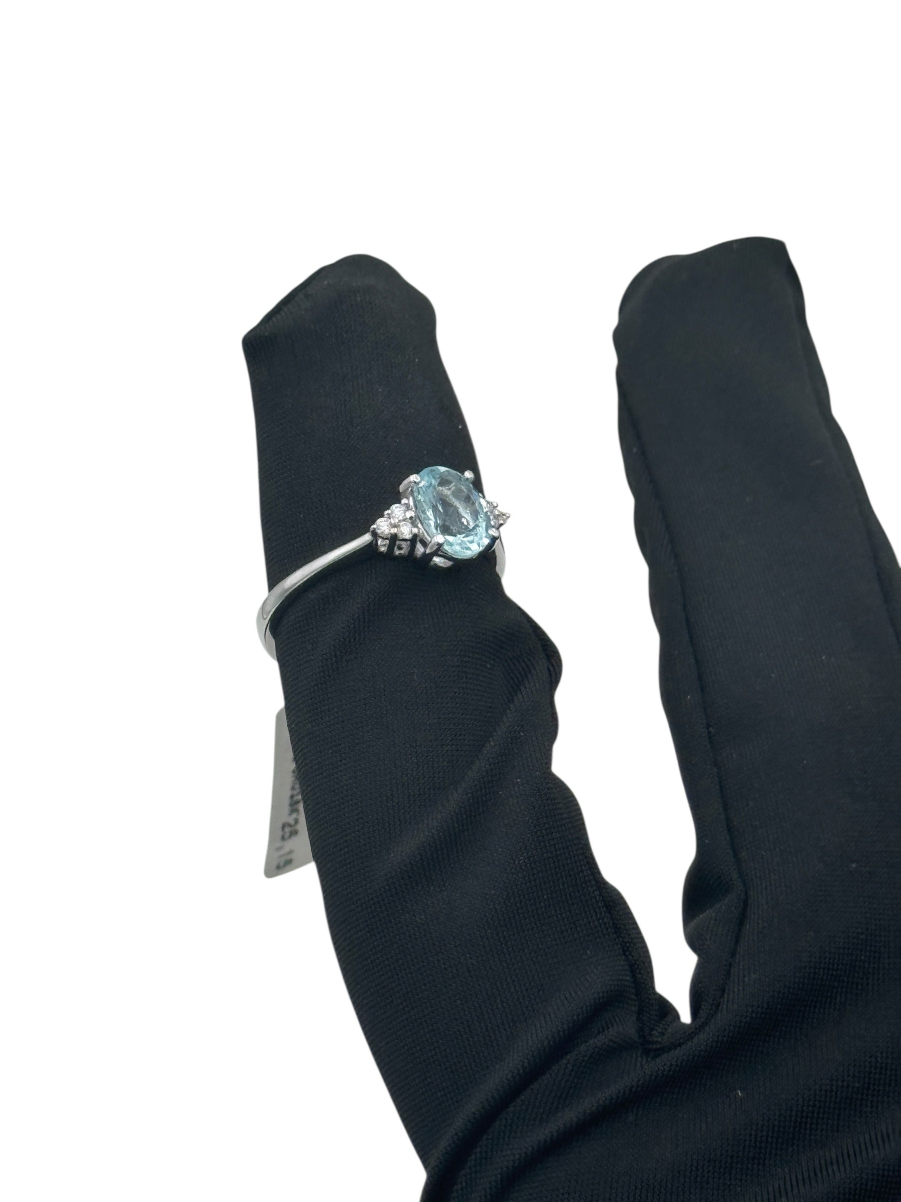 Diana - Anello in oro bianco 18kt, acquamarina e diamanti - AN D.ACQM 12