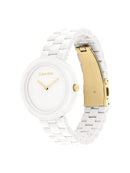 Orologio Calvin Klein minimalista in ceramica bianca, 34mm - 25100072