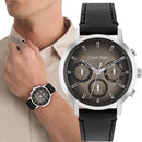 Orologio cronografo Calvin Klein GAUGE, 41mm, con quadrante color bronzo scuro e cinturino in pelle nero - 25200496