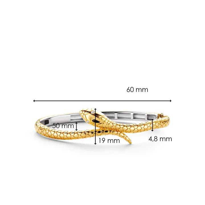Snake head rigid golden silver bracelet - 2903SY