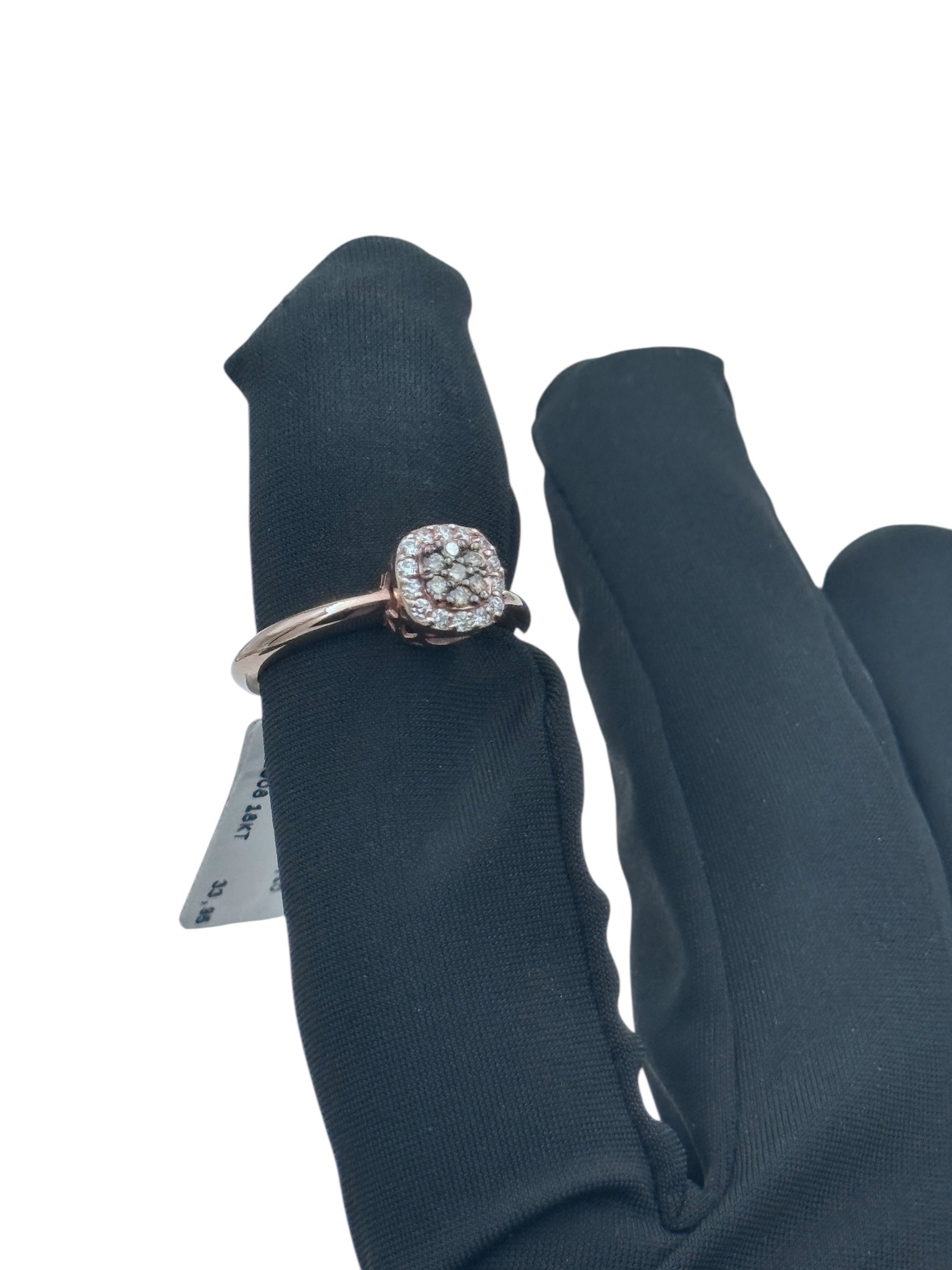 Diana - Anello in oro rosa 18kt e mosaico di diamanti brown, con giro di diamanti bianchi - AN DESIREE'