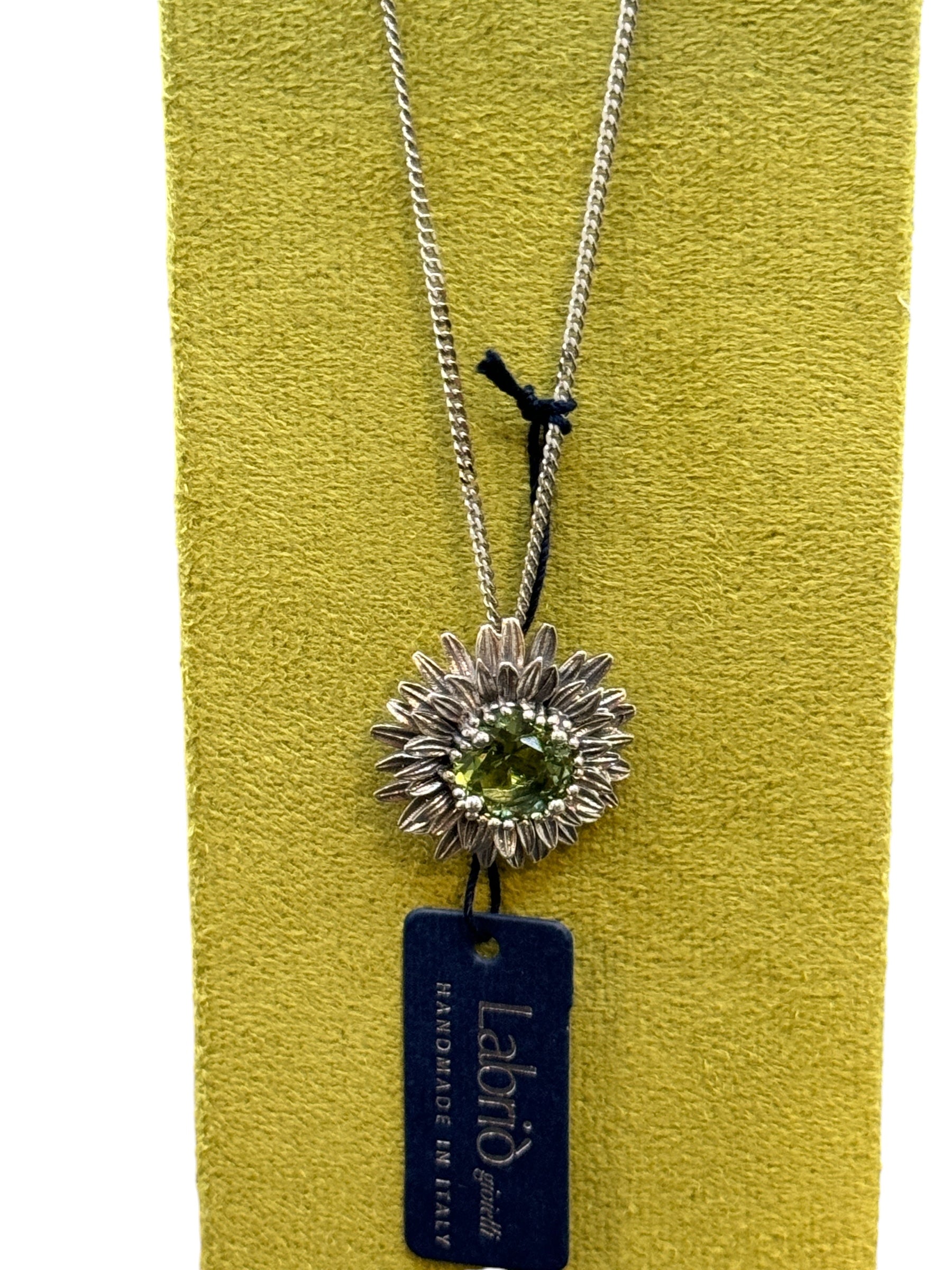 COLLANA LABRIOLA GIRASOLE IN ARGENTO CON QUARZO VERDE TORMALINA - 2226