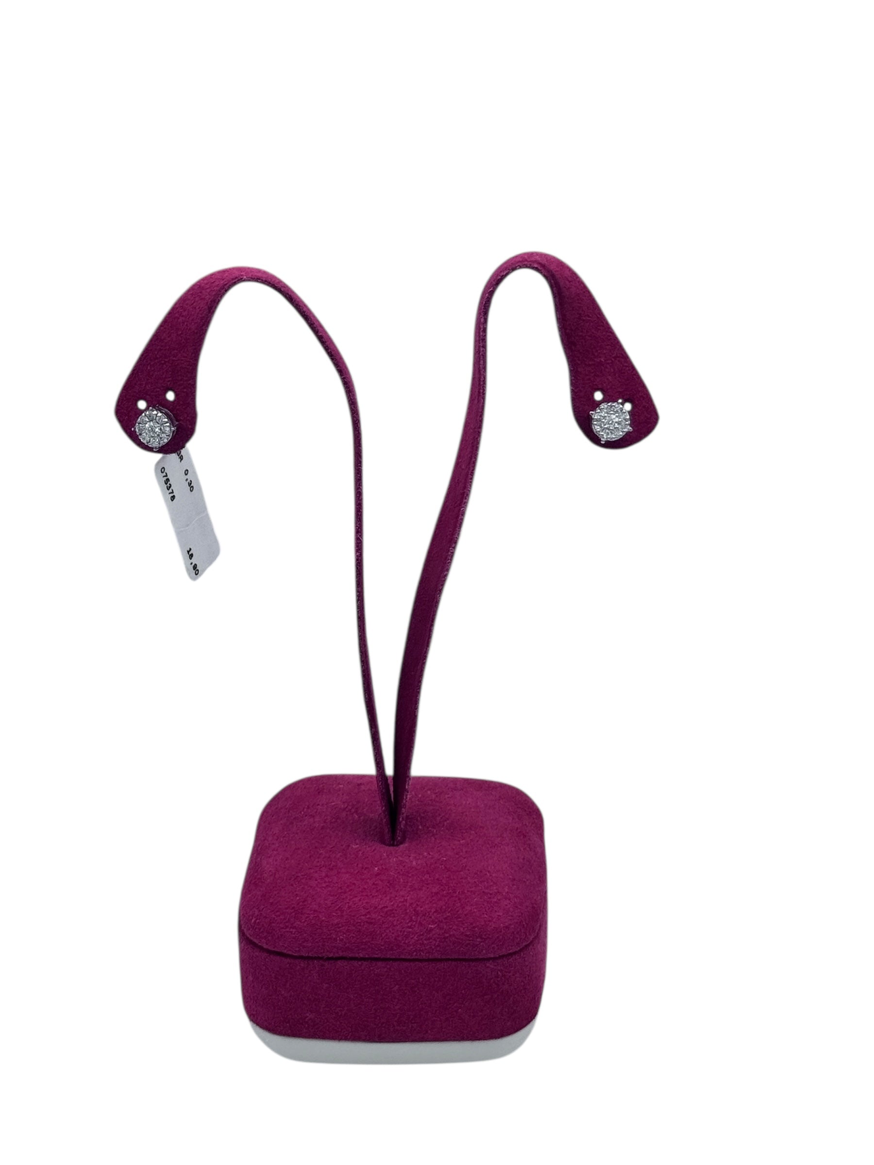 Diana - Orecchini in oro bianco 18kt e mosaico di 8 diamanti - OR MAGIC N08-2