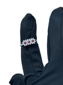 Diana - Anello Triogy in Oro Bianco 18kt, 3 Rubini e giro di diamanti - AN DIANA 30-3 RU