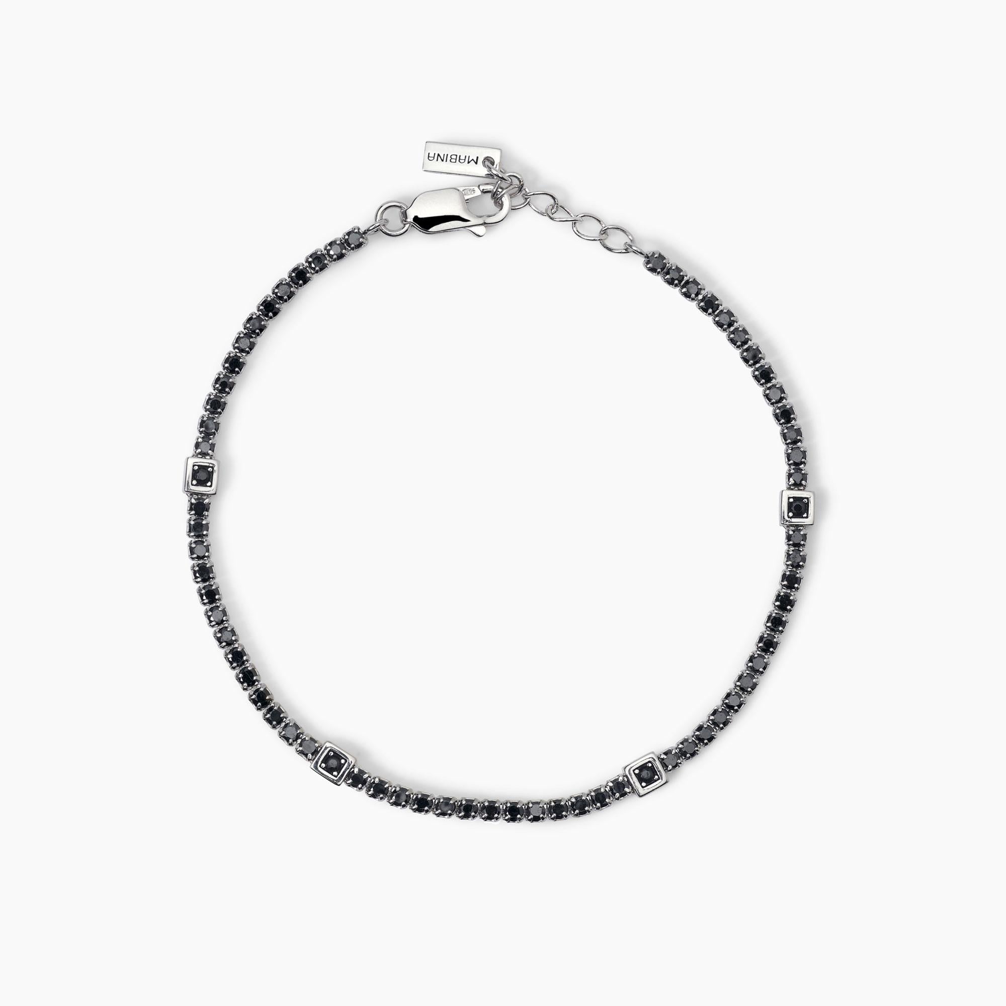 Mabina Homme - Bracelet tennis en argent avec inserts carrés GENTLEMAN - 533821