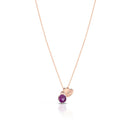ROSE GOLD NECKLACE WITH RODOLITE AND HEART WITH DIAMOND - NKT347