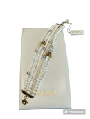 Bracelet or blanc et perles - PBR830