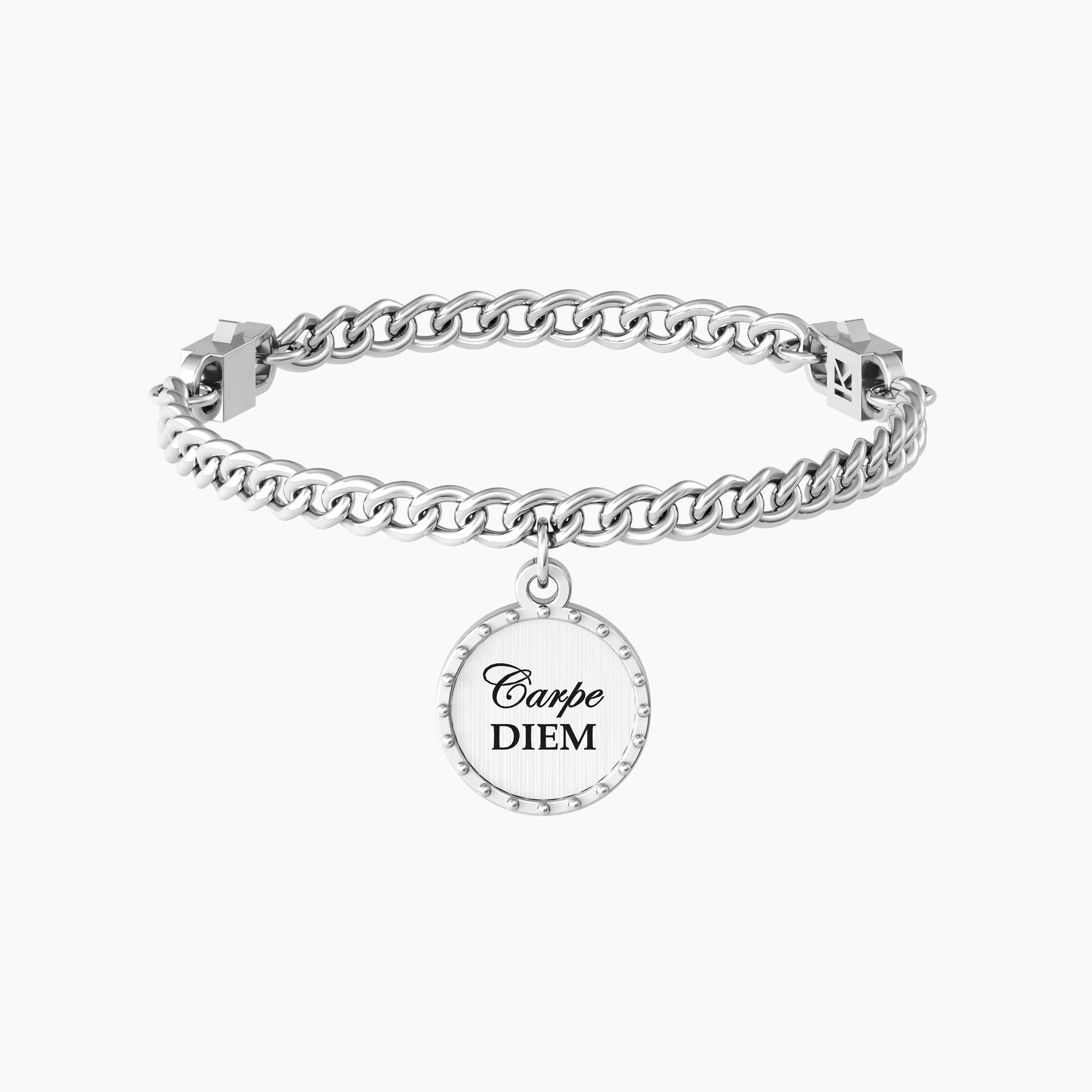 Women's bracelet with groumette chain and CARPE DIEM pendant - 732096