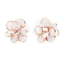 Sequin earrings in 18kt rose gold and white enamel - 33617