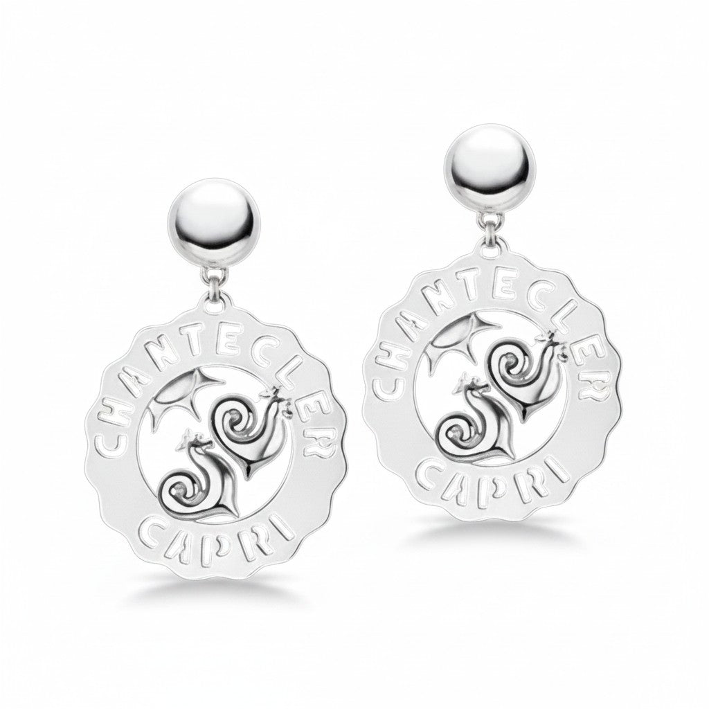 Orecchini Chantecler Logo Galli e Sole grandi in argento - 33700