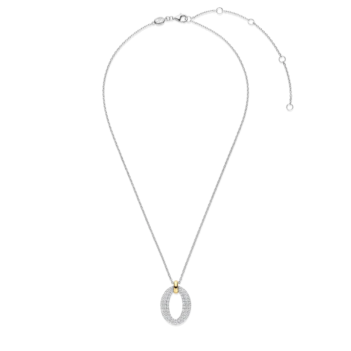 Collana TI SENTO MILANO in argento e zirconi binachi con pendente ovale - 34092ZY