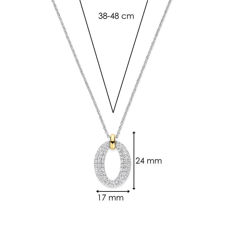 Collana TI SENTO MILANO in argento e zirconi binachi con pendente ovale - 34092ZY