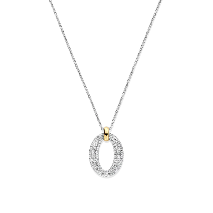 Collana TI SENTO MILANO in argento e zirconi binachi con pendente ovale - 34092ZY
