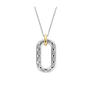 Chaîne en argent avec pendentif ovale et saphirs blancs - 3964ZY