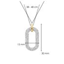 Chaîne en argent avec pendentif ovale et saphirs blancs - 3964ZY