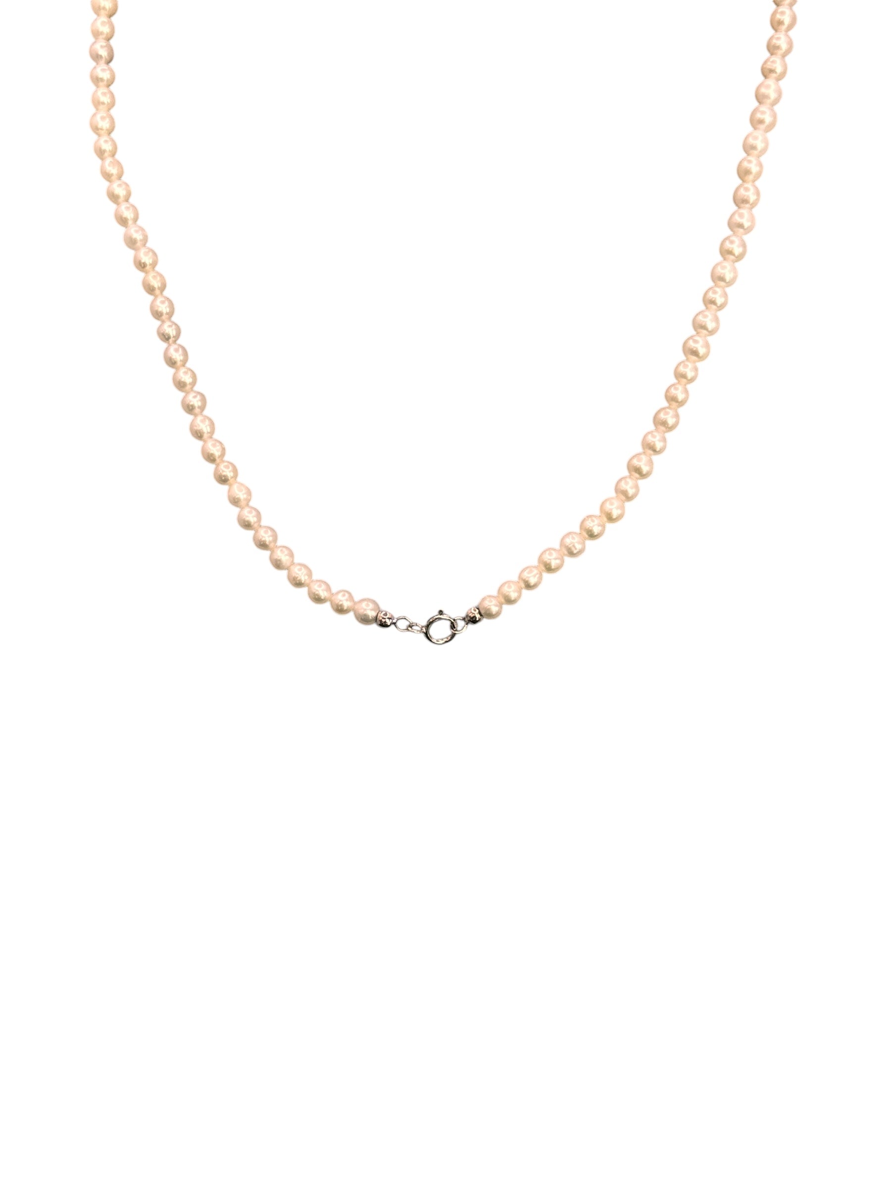 Mazza - Collana con perle fresh water, diametro 3.5-4, e chiusura in oro bianco 18kt - CL FRESH WATER 3.5-4